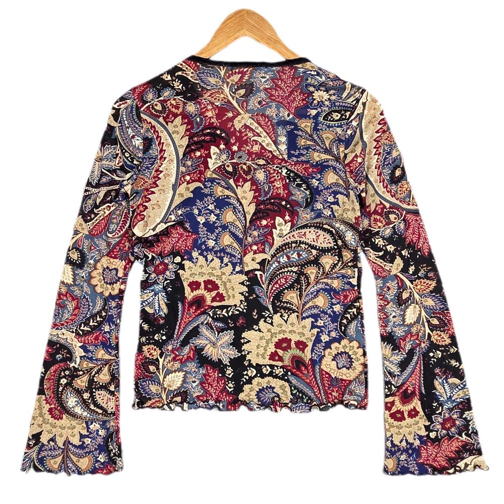 WET SEAL WOMEN'S FLORAL PAISLEY V‑NECK BLOUSE – MULTICOLOR – SIZE MEDIUM - Picture 4 of 13